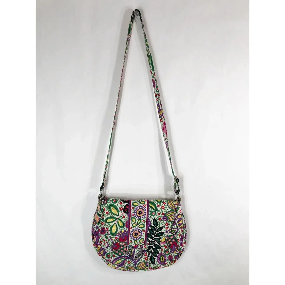 Vera‎ Bradley Viva la Vera Bag Crossbody Strap Purple Green Floral Flap Bag